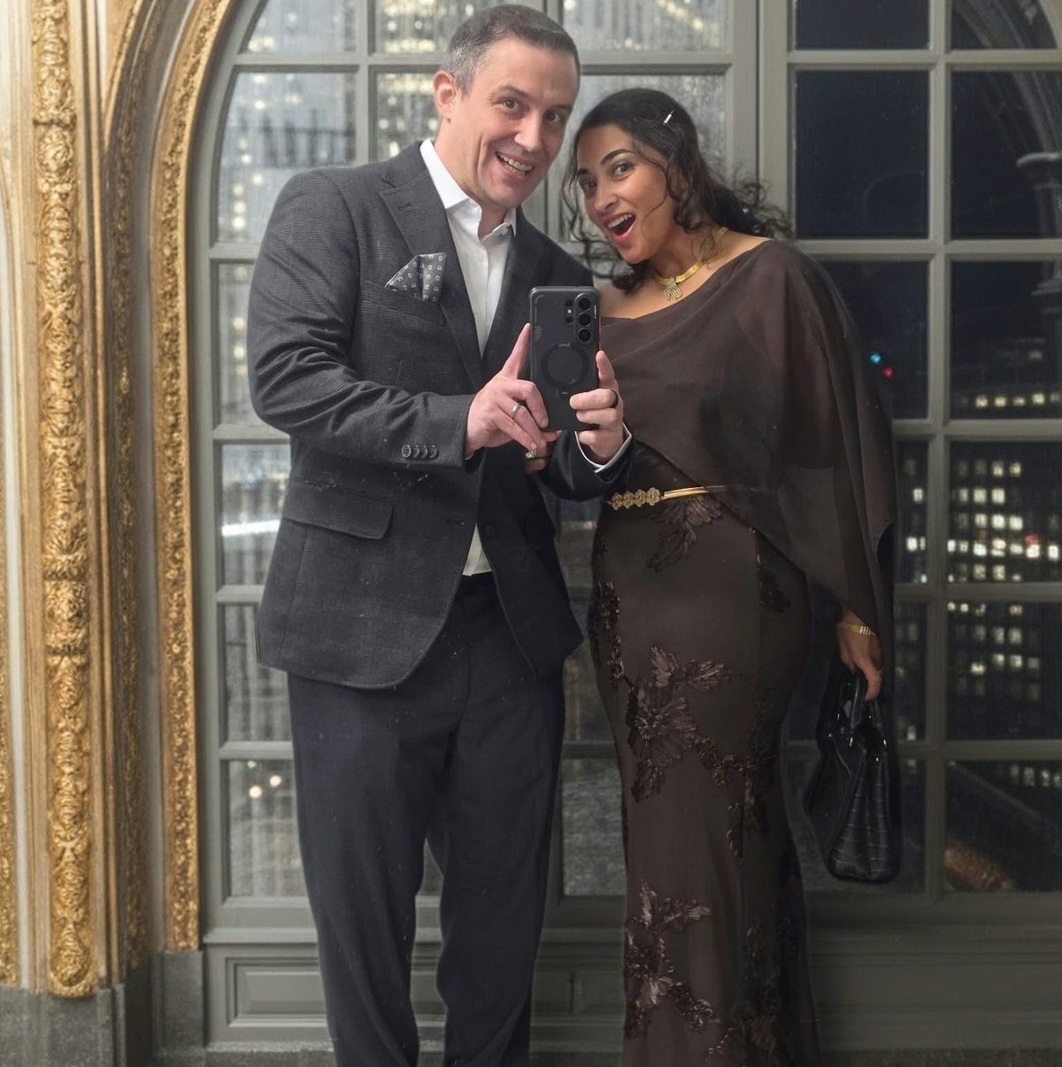 Nick and Nagham dressed up for a night out