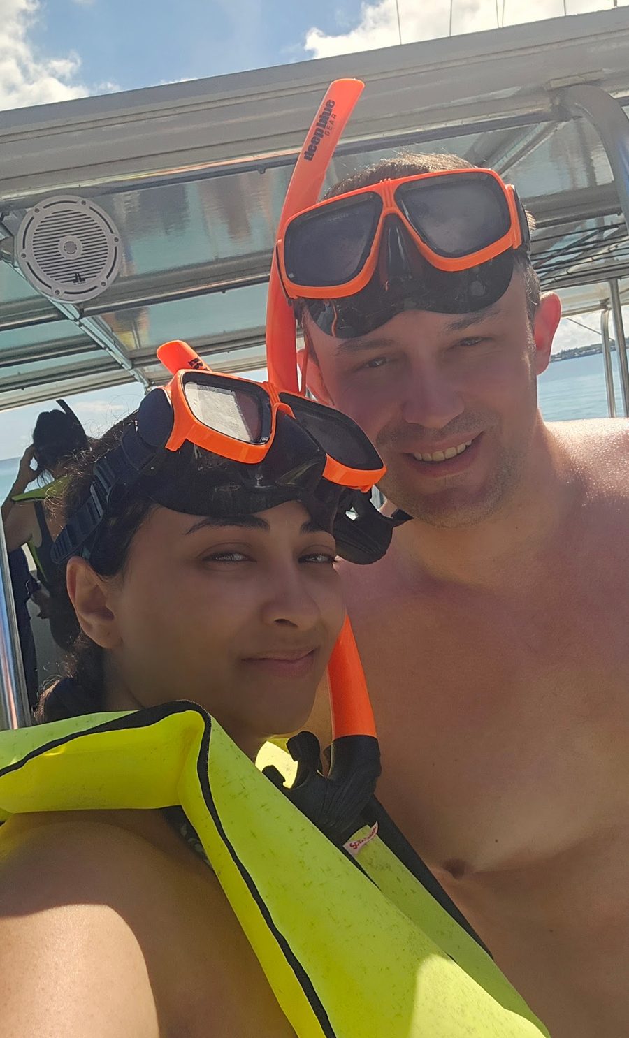 Nick and Nagham in snorkel gear