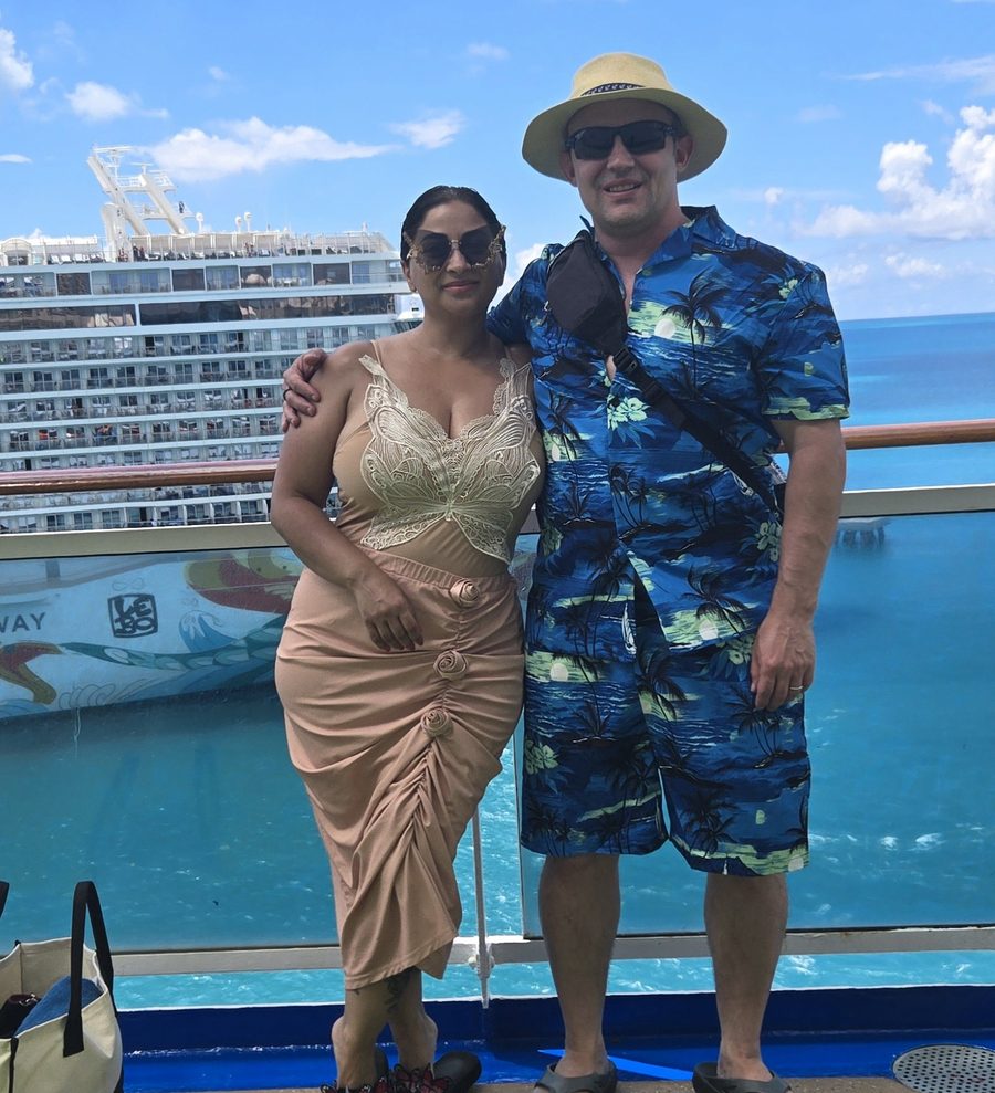 Nick and Nagham on deck in Bermuda