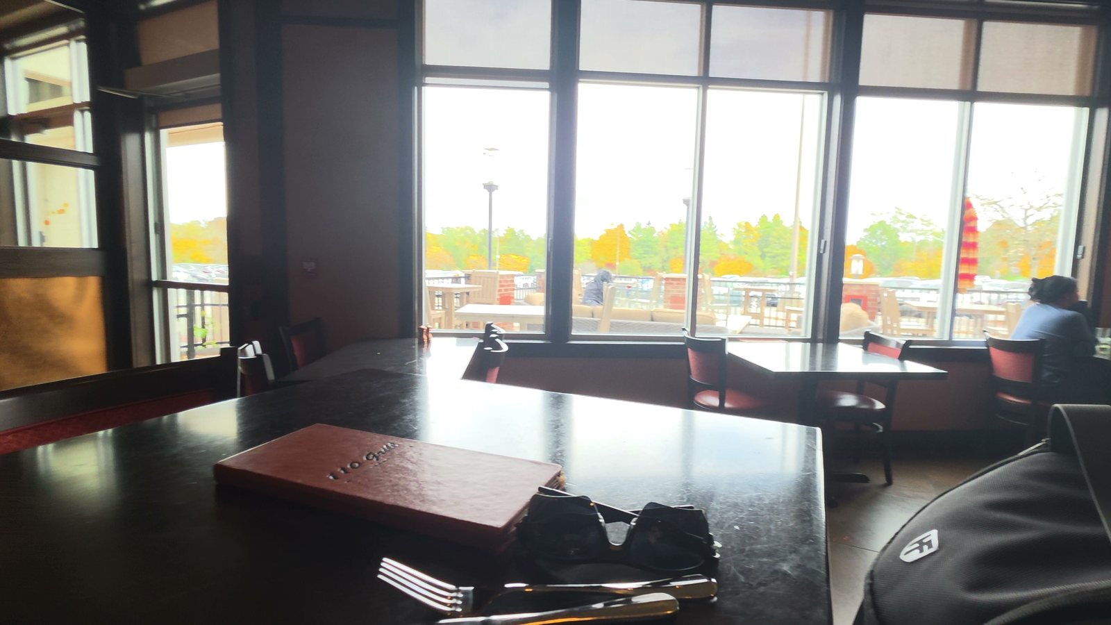 The dining room windows at 110 Grill
