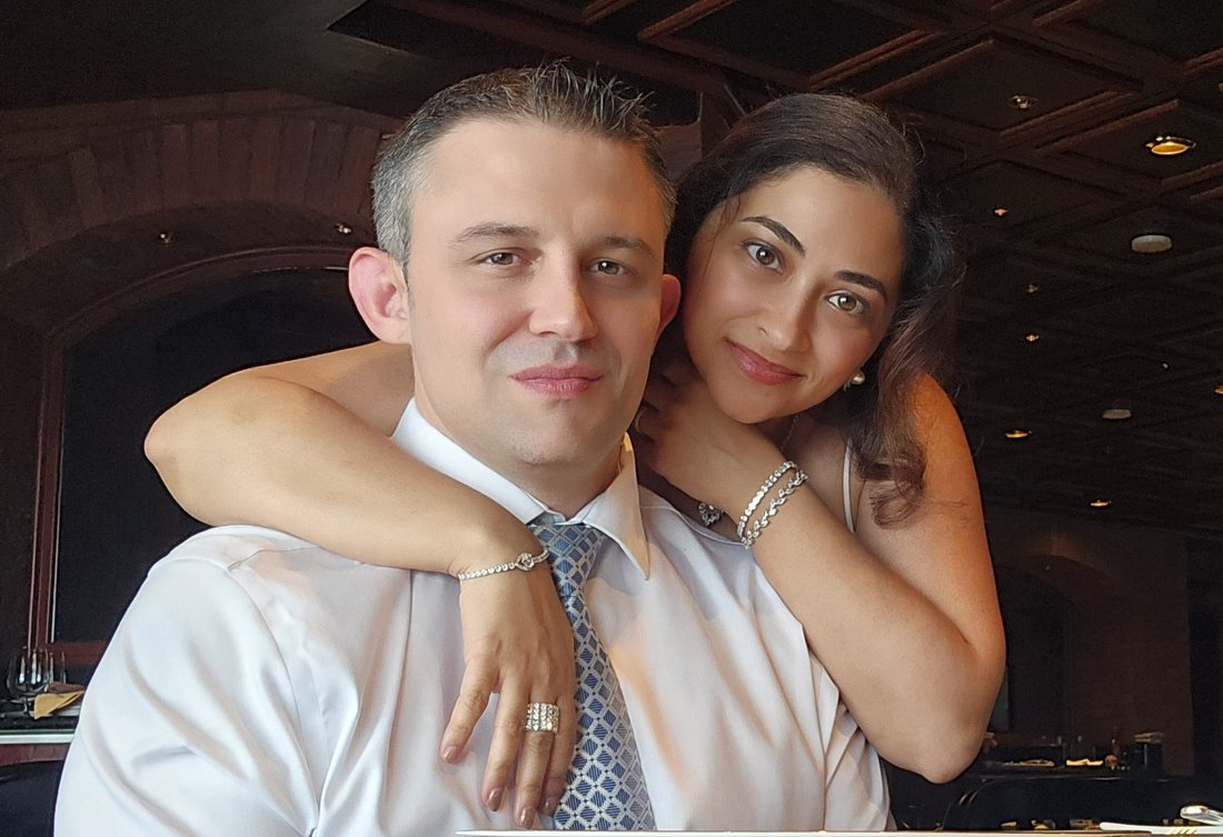 Nick and Nagham dressed up for formal night