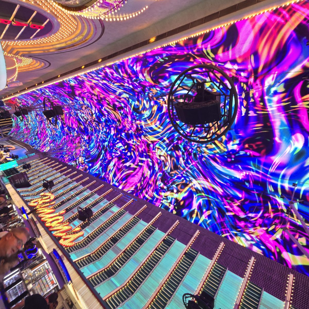 The lit-up canopy over Fremont Street